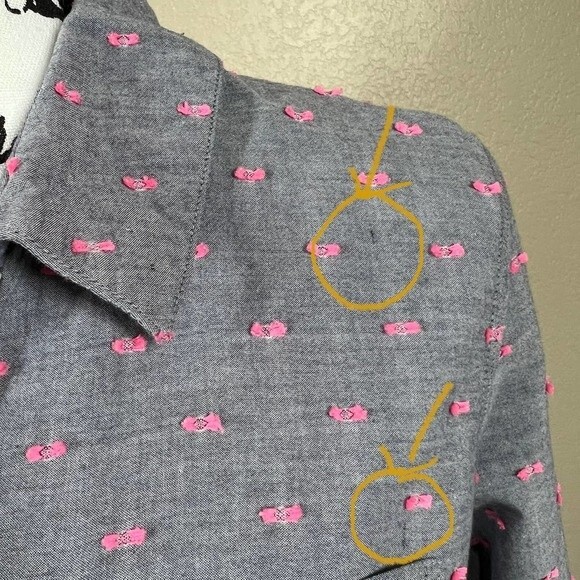 Splendid top women gray with pink swiss dot long sleeve tunic shirt size S - Picture 4 of 16